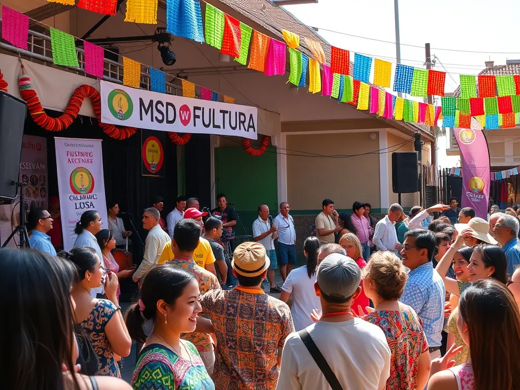 A photograph capturing an artistic performance organized by ASSO COMITE DES FETES, featuring local artists and performers on stage.