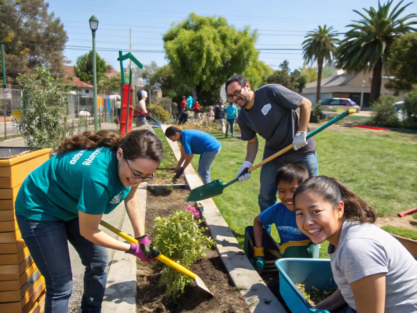 An image of volunteers working together on a community project organized by ASSO COMITE DES FETES, highlighting teamwork and community spirit.